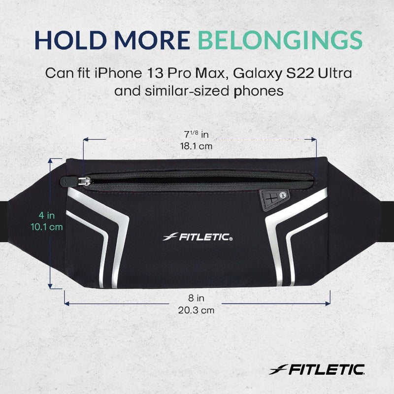 Fitletic Modern Sports Running Belt For Men & Women â€“ Water Resistant Pouch - Fits All Smart Phones- Lightweight, Low Profile Design â€“Lycra Coated With Inner Card Organizer Pocket - Image 3